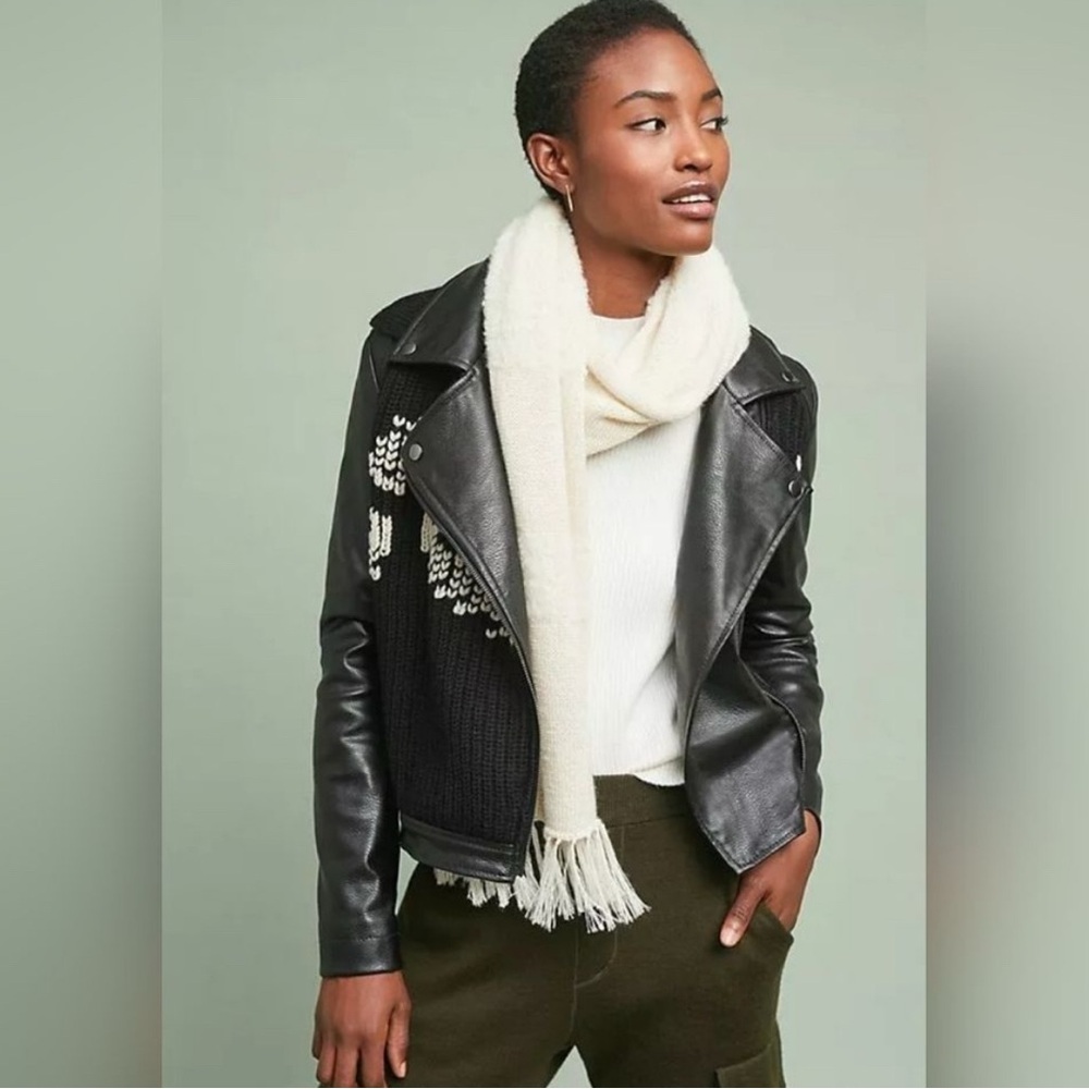 Anthropologie:  Ett:twa Black and Cream Leather Jacket